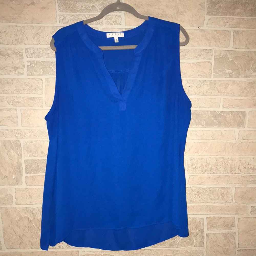 Chaus Sleeveless V Neck Blouse